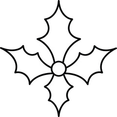 holly leaf border design minimal illustration on transparent background