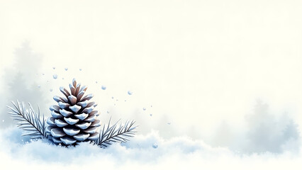 Snowy Pinecone Winter Background
