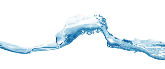 Water wave, isolated on transparent background close-up, clean drinking water concept