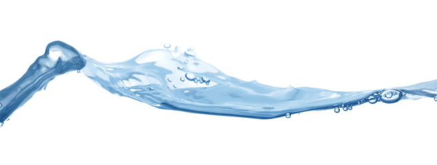 Water wave, isolated on transparent background close-up, clean drinking water concept