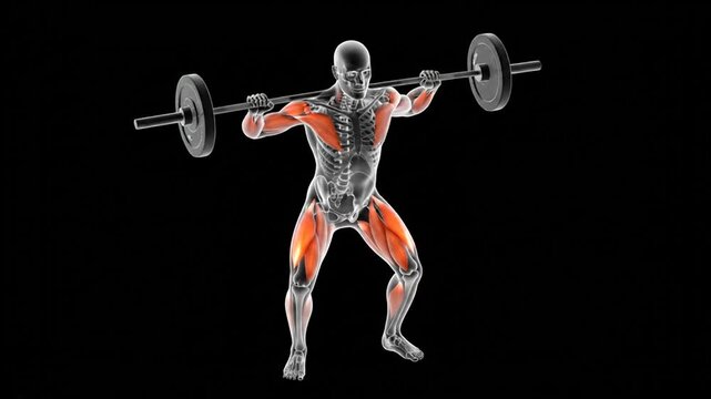 Dynamic 3D Animation: Human Anatomy and Muscle Activation During Barbell Front Squat Exercise