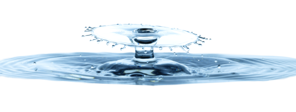 Water splash umbrella drops, isolated on transparent background