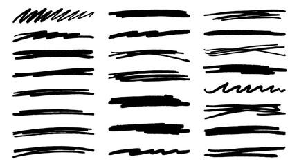 Set of hand drawn grunge brush strokes. charcoal scribble collection