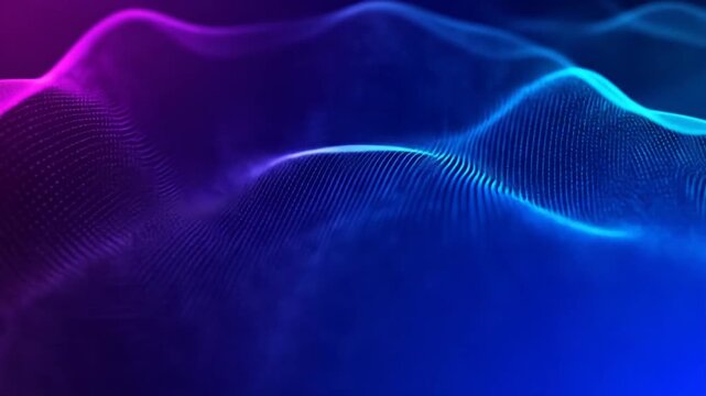 Vibrant abstract wave pattern with neon colors and digital grid texture.