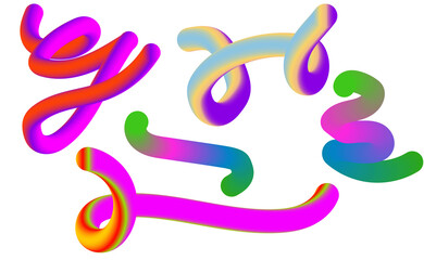 Vibrant gradient brush strokes swirls and curves abstract art composition