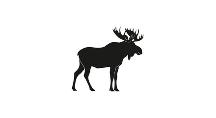 Obraz premium A majestic moose silhouette, standing proudly with impressive antlers, perfect for winter holiday designs and festive season greetings.