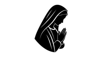 A serene silhouette of the Virgin Mary, hands clasped in prayer, embodying deep faith and spiritual devotion, perfect for religious and Christmas-themed designs.