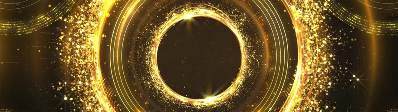 Luxurious Golden Particle Ring, Sparkling Glitter Circle Frame