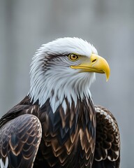 Obraz premium Majestic bald eagle portrait with intense gaze and detailed feathers