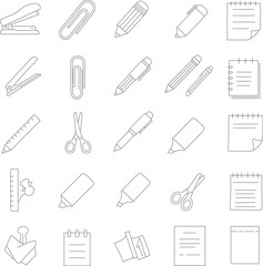 Minimalist Outline Cinema Filmmaking Equipment Tools Line Art Icon Collection