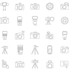 Minimalist Line Style Device Electronics Set Illustration Isolated on White