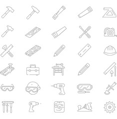 Minimalist Outline Construction Tools Collection Icon Set for Engineering Projects