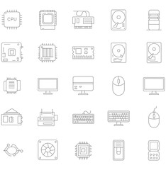 Simple Outline Business and Social Media Icons Set for Web Design