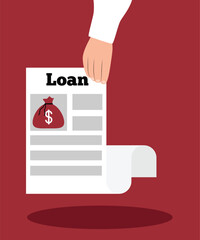 Hand Holding a Loan Document Paper. Business documentation and financial services vector art. 