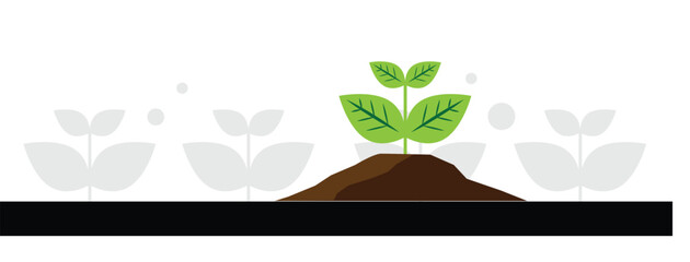 Planting Sprouts in the Garden Idea Isolated on White. Nature and taking care of plants, agriculture and farming vector art