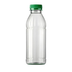 Naklejka premium Clear plastic bottle with green cap isolated on transparent background