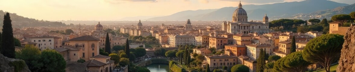 Serene Roman cityscape view, perfect for meditation or relaxation Imagine the ancient echoes while finding inner peace amidst the historical grandeur , spirituality, city