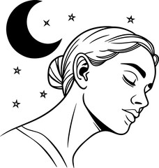 Serene Woman Dreaming Under Night Sky