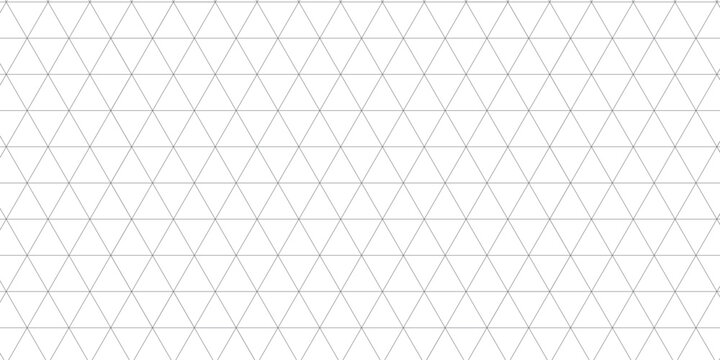 Abstract isometric grid vector seamless pattern. Black and white thin line triangles texture. Monochrome geometric mosaic minimalistic background. Plotting hexagonal, triangular ruler for drafting