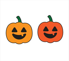 Cute Halloween Pumpkin Vector Set in Minimal Flat Style