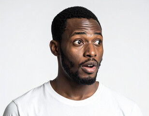 Obraz premium 驚いた表情で横を見る男性