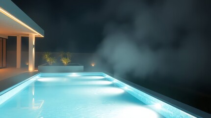 swimming pool at night