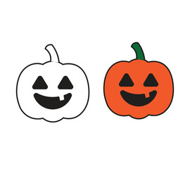 Happy Pumpkin Faces Icons Set, Simple Halloween Vector Design