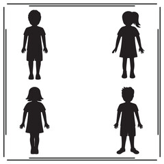 Children Silhouette Set - Boy and Girl Poses, Kids Figures, Black Icon Illustrations for Education, Family, Gender Neutral, and Childcare Designs