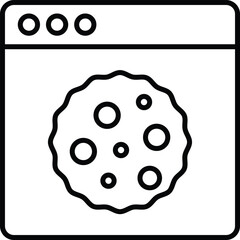 (Editable Stroke) Adobe Illustrator Artwork; Premium Quality Line Art - Chocolate chip cookie icon in browser window, simple line drawing style