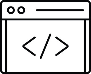 (Editable Stroke) Adobe Illustrator Artwork; Premium Quality Line Art - Simple flat icon of a browser window displaying HTML code tags