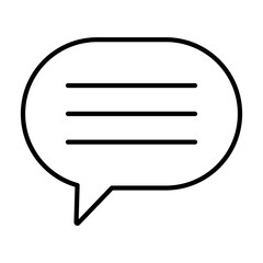 (Editable Stroke) Adobe Illustrator Artwork; Premium Quality Line Art - Minimalist Outline of a Speech Bubble with Horizontal Lines Inside Indicating Text