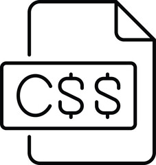 (Editable Stroke) Adobe Illustrator Artwork; Premium Quality Line Art - Simple line art icon of a CSS file represented as document