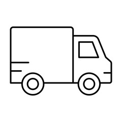 (Editable Stroke) Adobe Illustrator Artwork; Premium Quality Line Art - Minimalistic outline illustration of a delivery truck symbol, perfect for logistics, shipping, transport, courier.