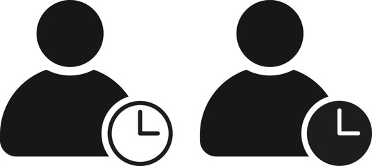 user Time management icon set. User with clock symbol. Person Schedule or appointment, Productivity Planning symbol