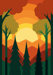 oil painting golden hour forest sunlight background