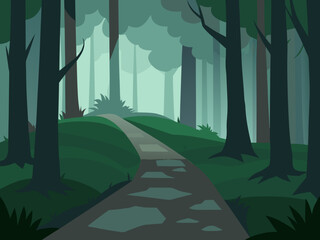 oil painting misty forest path nature background