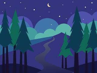 oil painting night forest stars sky background