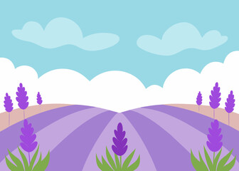 watercolor lavender garden with sky background