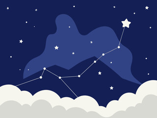 watercolor night sky with shining constellations background