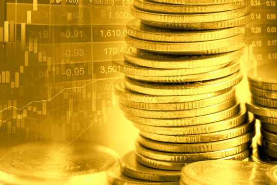 Stock market investment trading financial, coin for analyze profit finance business trend data. - Powered by Adobe