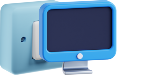 blue monitor png, computer screen, digital display, desktop monitor, flat screen, electronic device, lcd screen, blue frame monitor, technology gadget, home office setup, computer accessory, digital g