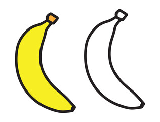 Simple banana outline illustration for coloring. Perfect for kids’ fruit-themed coloring pages, creative art activities, and printable educational fun.
