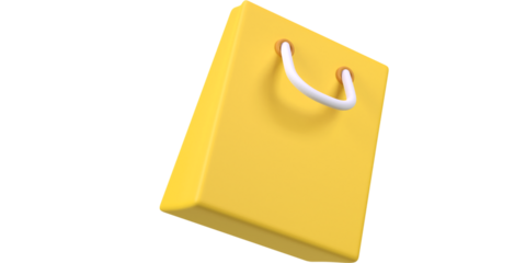 Keywords: yellow shopping bag, 3d bag icon, shopping illustration, retail symbol, ecommerce design, plastic bag concept, yellow handbag, purchase icon, online store logo, paper bag mockup, minimal des