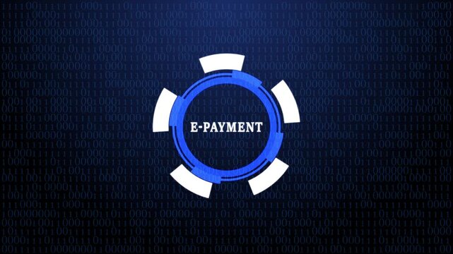 Abstract glowing E-Payment. Business, Technology, Internet and network concept with blue background.