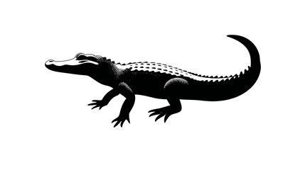 Fototapeta premium A monochrome illustration of a reptile, stylized with a black silhouette on a white background