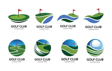 Golf Club Landscape Logo Vector Bundle