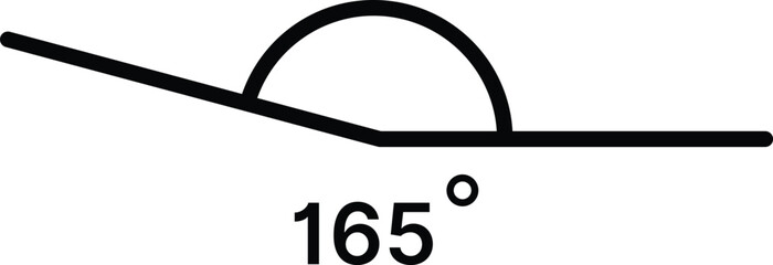 165 degree angle icon set. 165 degrees angle symbols. Mathematical or math degree angle sign 165 