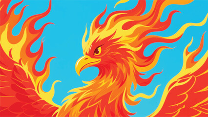 Phoenix Fire Heat Illustrator Artwork Banner Background Design Template 