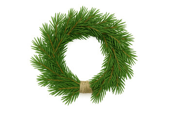 Christmas evergreen pine wreath with transparent background