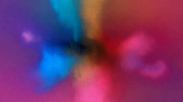 A high-speed cinematic explosion of bright colorful powder bursting outward in slow motion,  foreground